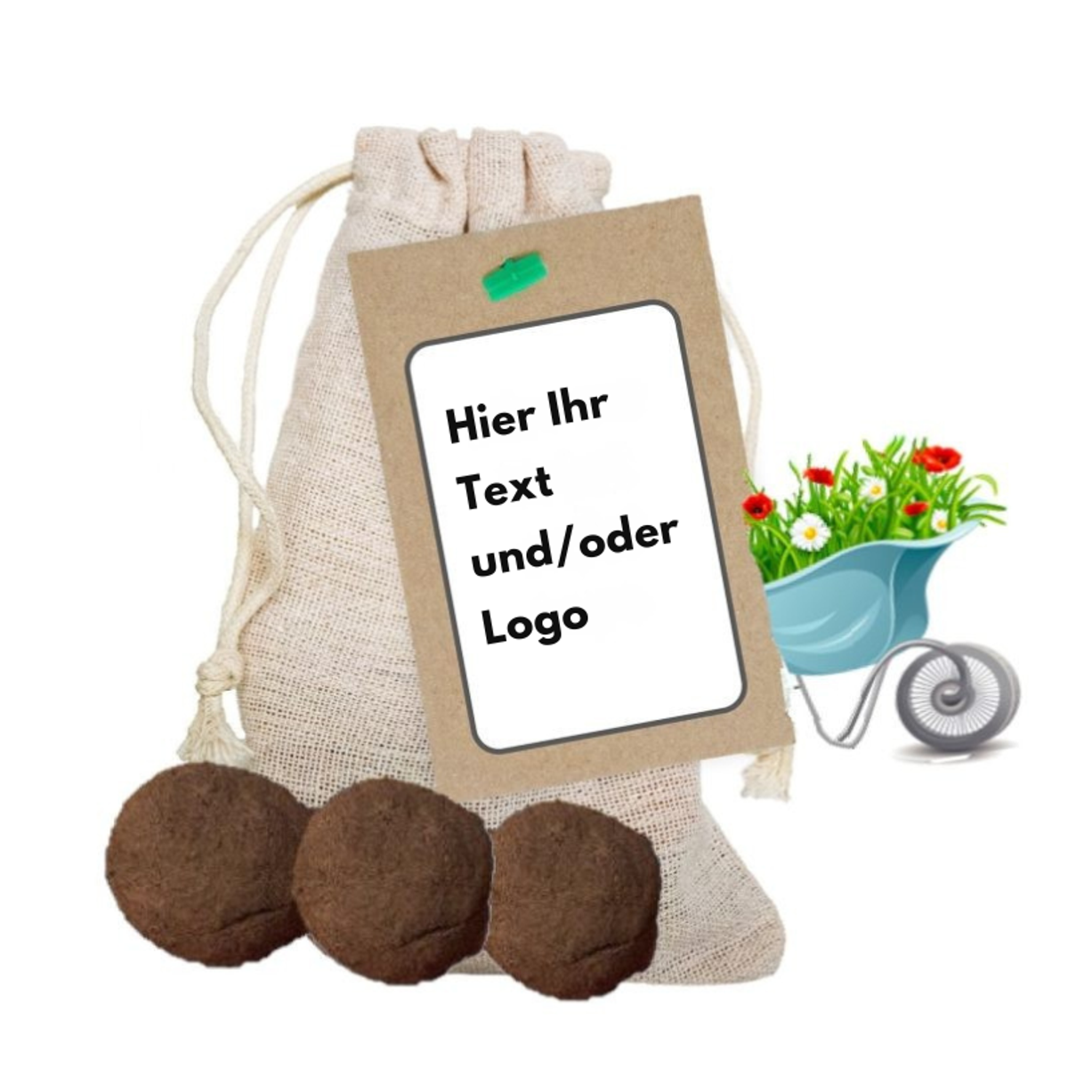 Bunte Samenbomben Jutebeutel – Eigenes Design Logo / Text