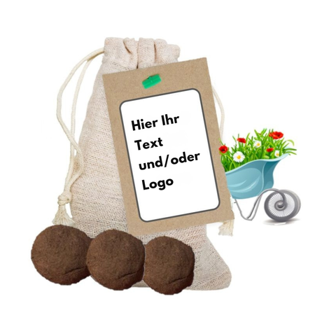 Bunte Samenbomben Jutebeutel – Eigenes Design Logo / Text