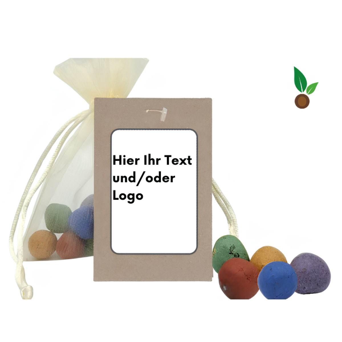 Bunte Samenbomben Organza-Beutel – Eigenes Design Logo/Text