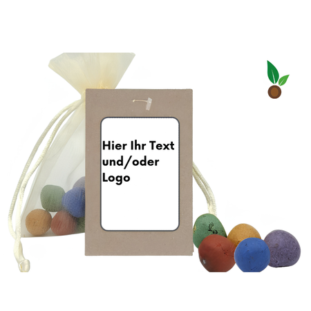 Bunte Samenbomben Organza-Beutel – Eigenes Design Logo/Text