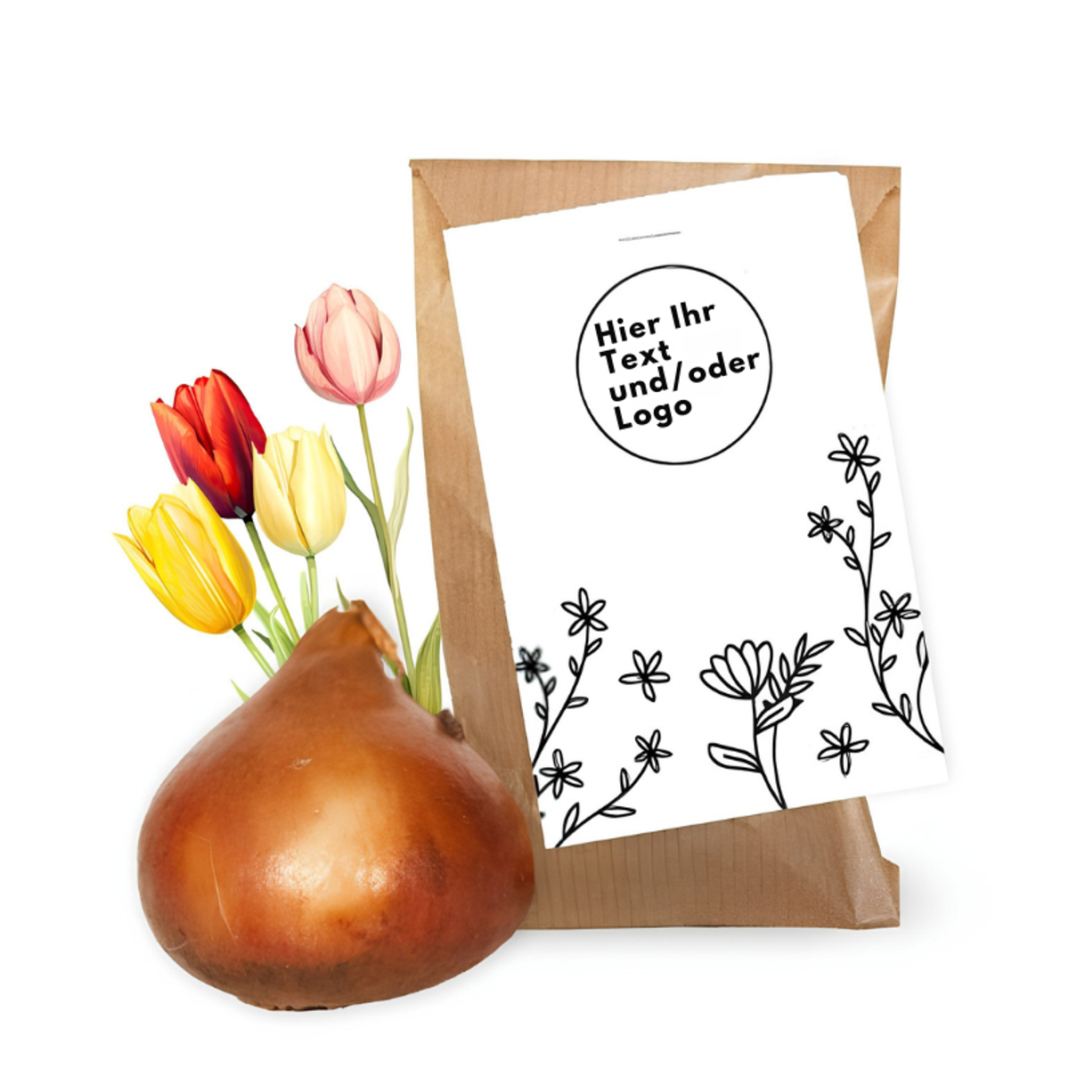 Tulpenzwiebeln Kraftbeutel – Eigenes Design Logo / Text