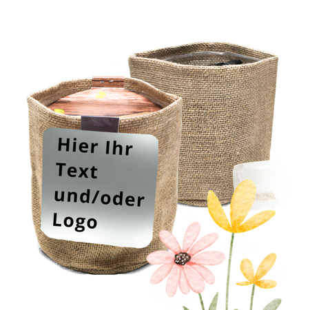 Growset Jutebeutel Klein – Blumen-Anzuchtset – Eigenes Design Logo/Text