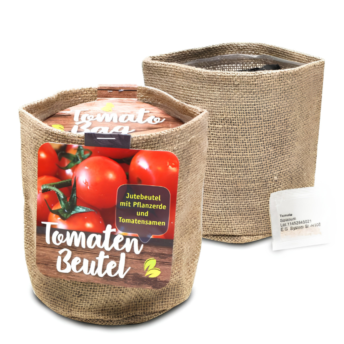 Growset Jutebeutel Klein – Blumen-Anzuchtset – Eigenes Design Logo/Text