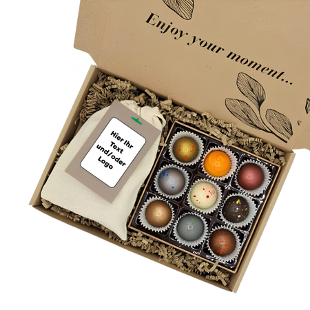 Bonbon & Tulpen Geschenkbox – Eigenes Design Logo / Text