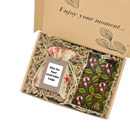 Weihnachts Tulpen & Choco mit Zuckerstange – Eigenes Design Logo / Text