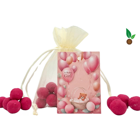 Geburt Mädchen: 15 babyrosa Samenbomben im Organzabeutel